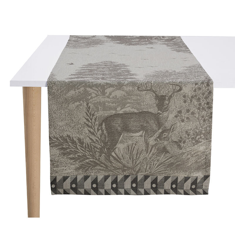 Le Jacquard Français Forêt Enchantée Table Runner - Argent (Grey)