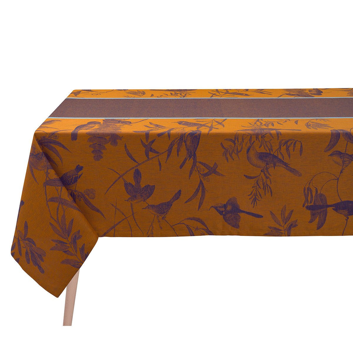 Le Jacquard Français Volière Table Cloth - Nocturn (Blue and Orange)