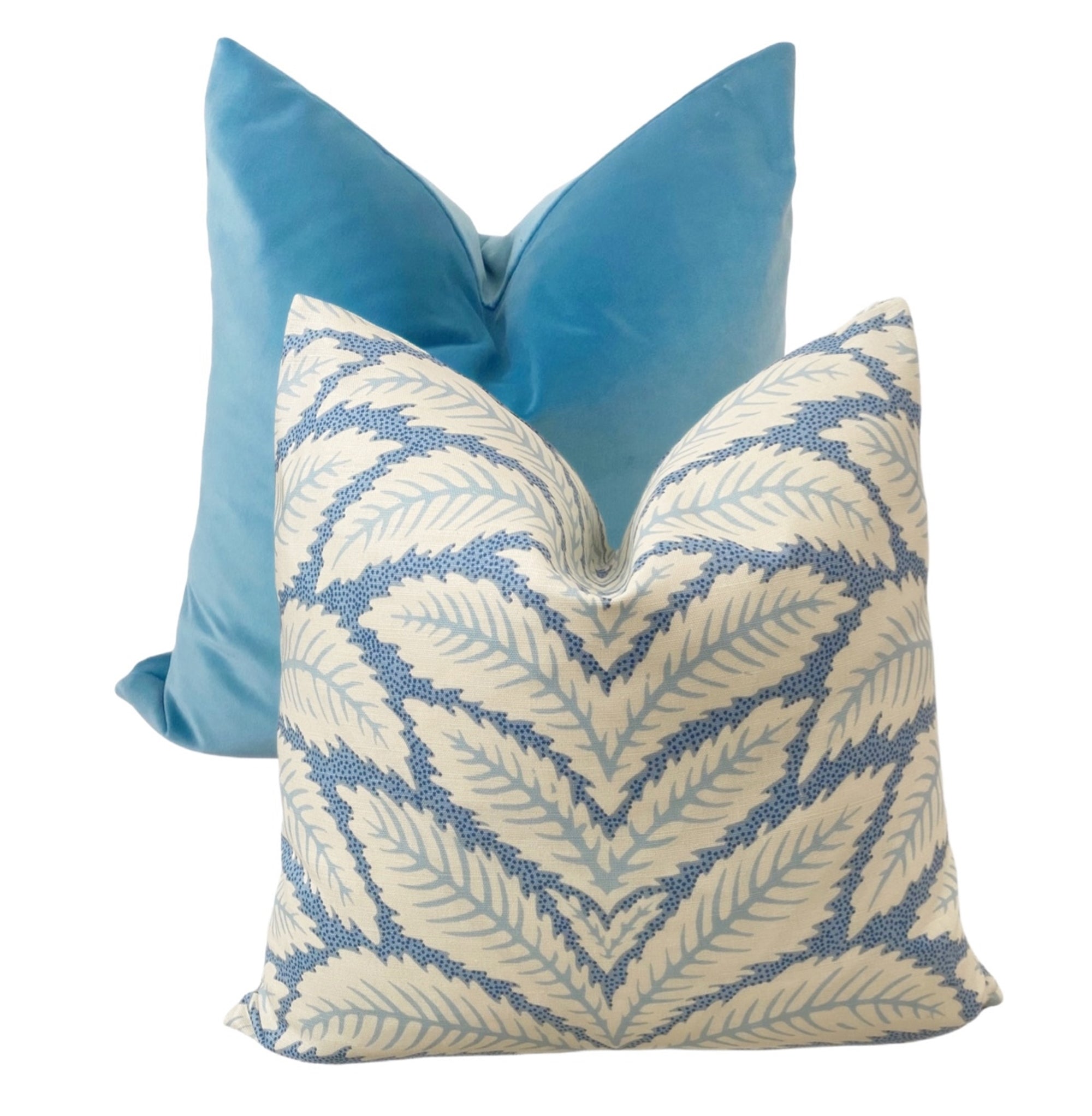Botanical Leaf Pillow Cover - Blue