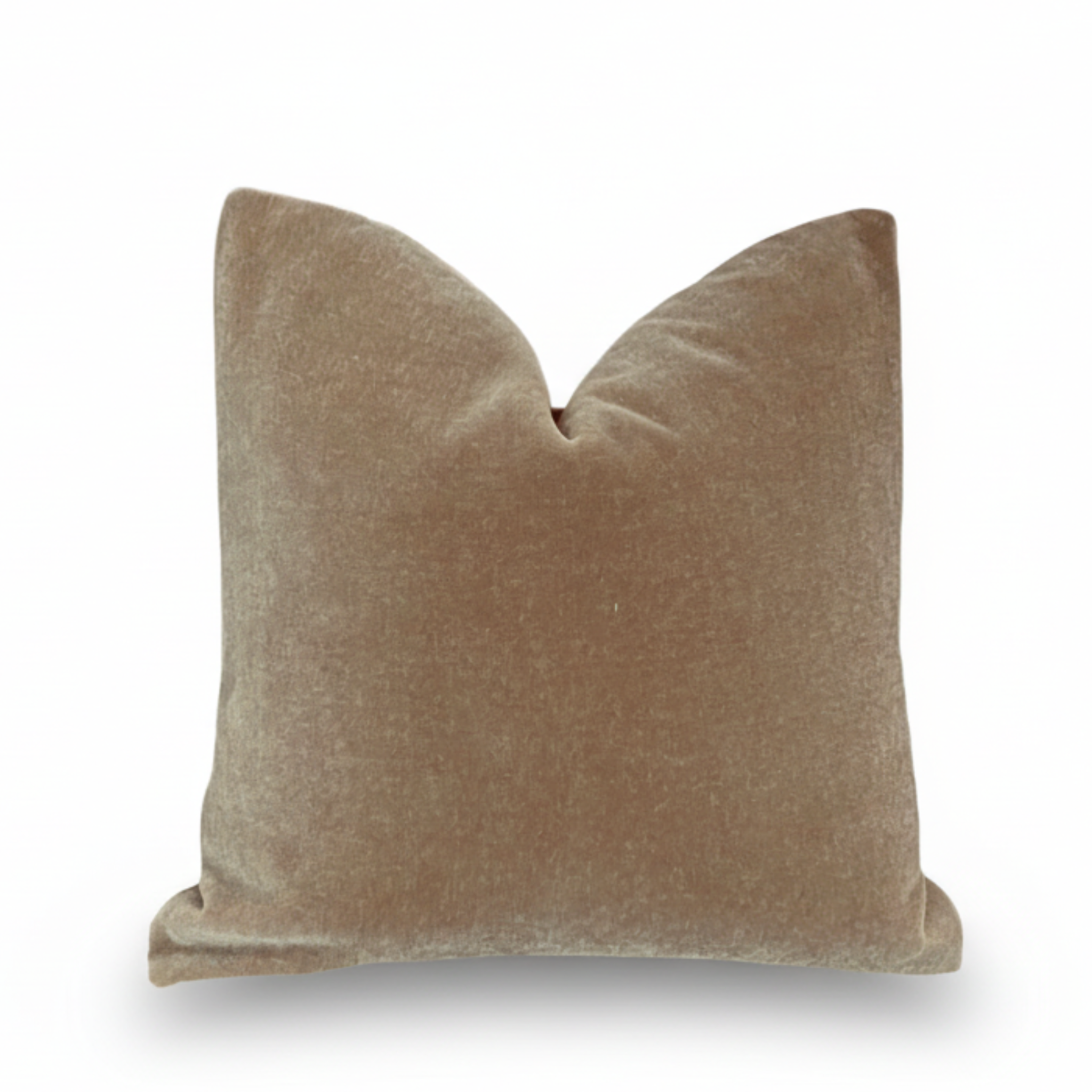 Brown velvet pillow on a white background