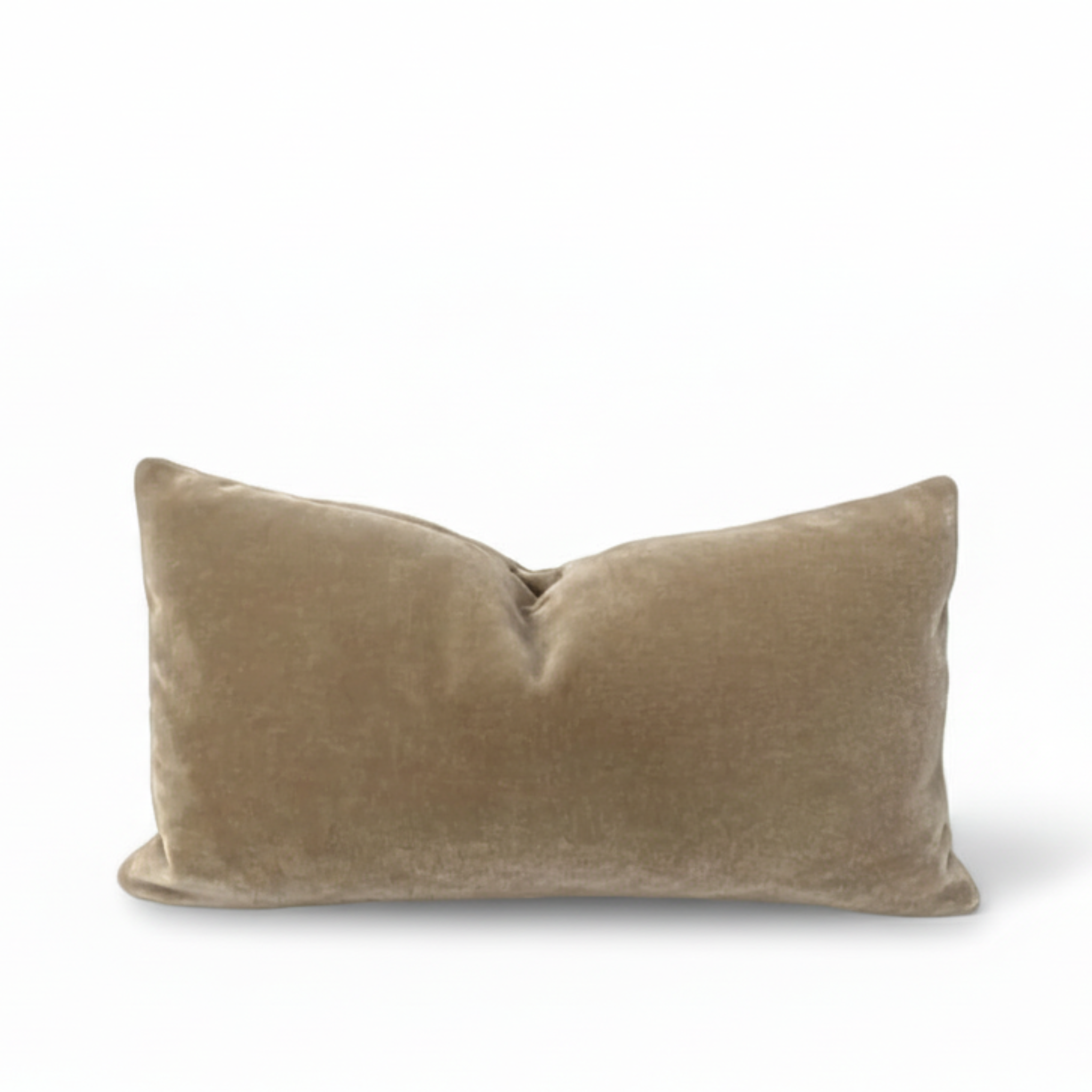 Brown velvet pillow on a white background