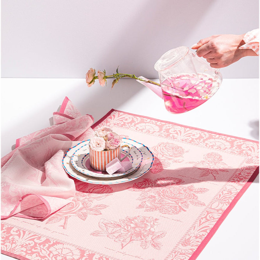 Jardin Des Roses Tea Towel - Pink