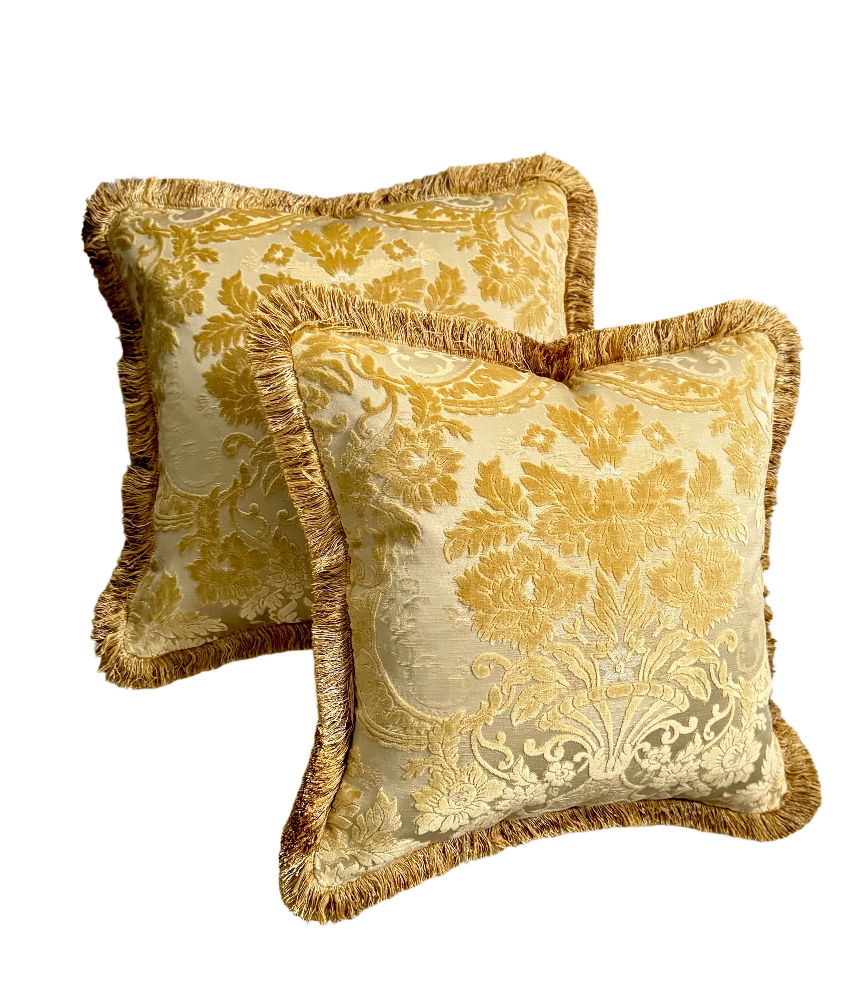 Limited Edition Old World Weavers Pillow Pair in Yellow Gold 22"