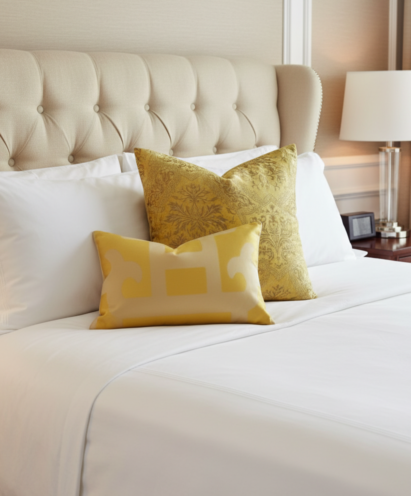 Stunning Yellow and Gold Venetian Velvet Pillow