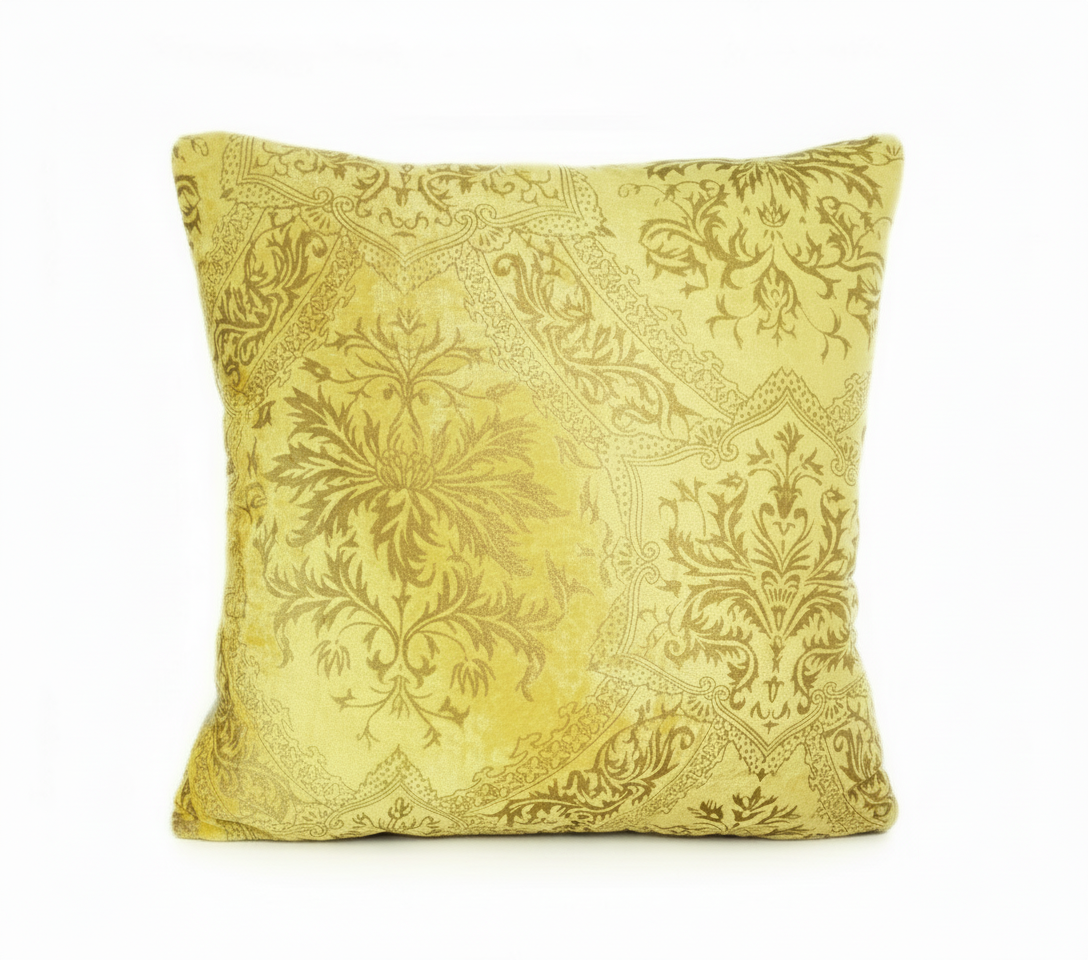 Stunning Yellow and Gold Venetian Velvet Pillow