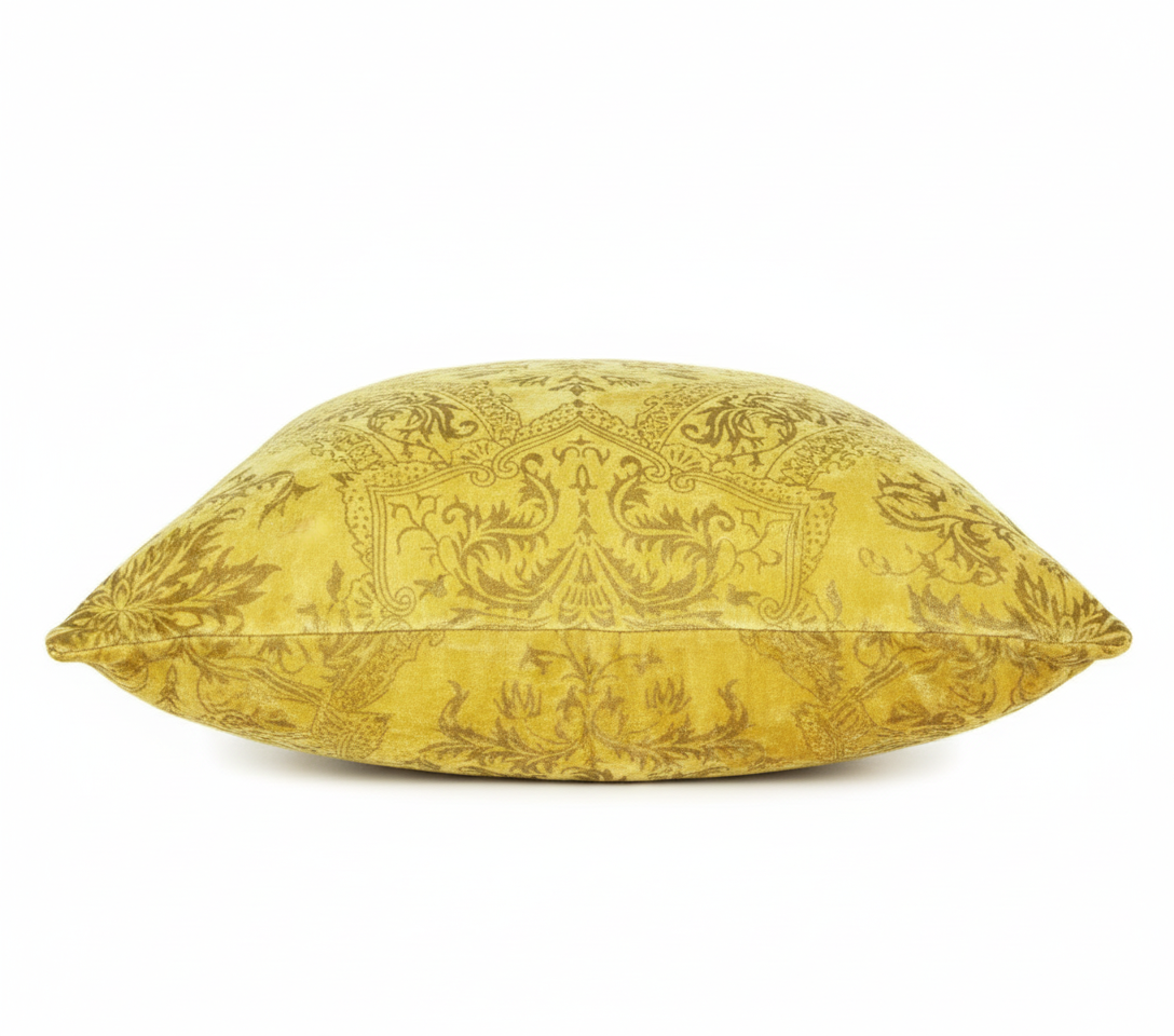 Stunning Yellow and Gold Venetian Velvet Pillow
