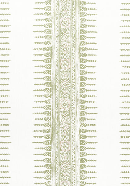 Anna French Javanese Stripe Wallpaper - Green and White