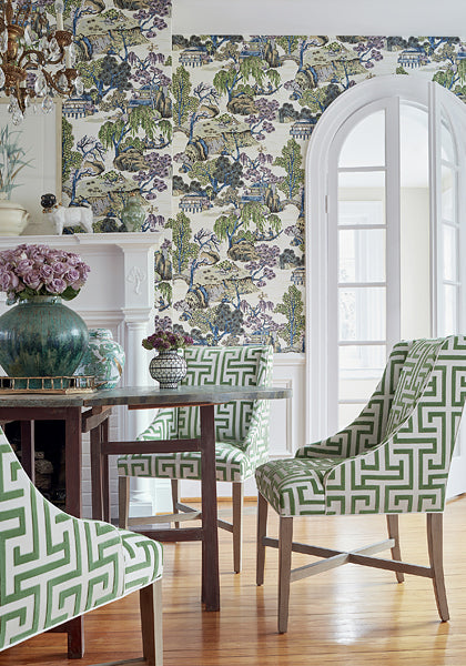 Thibaut Asian Scenic Wallpaper - Purple and Blue