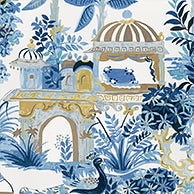 Thibaut Mystic Garden Blue and White Fabric