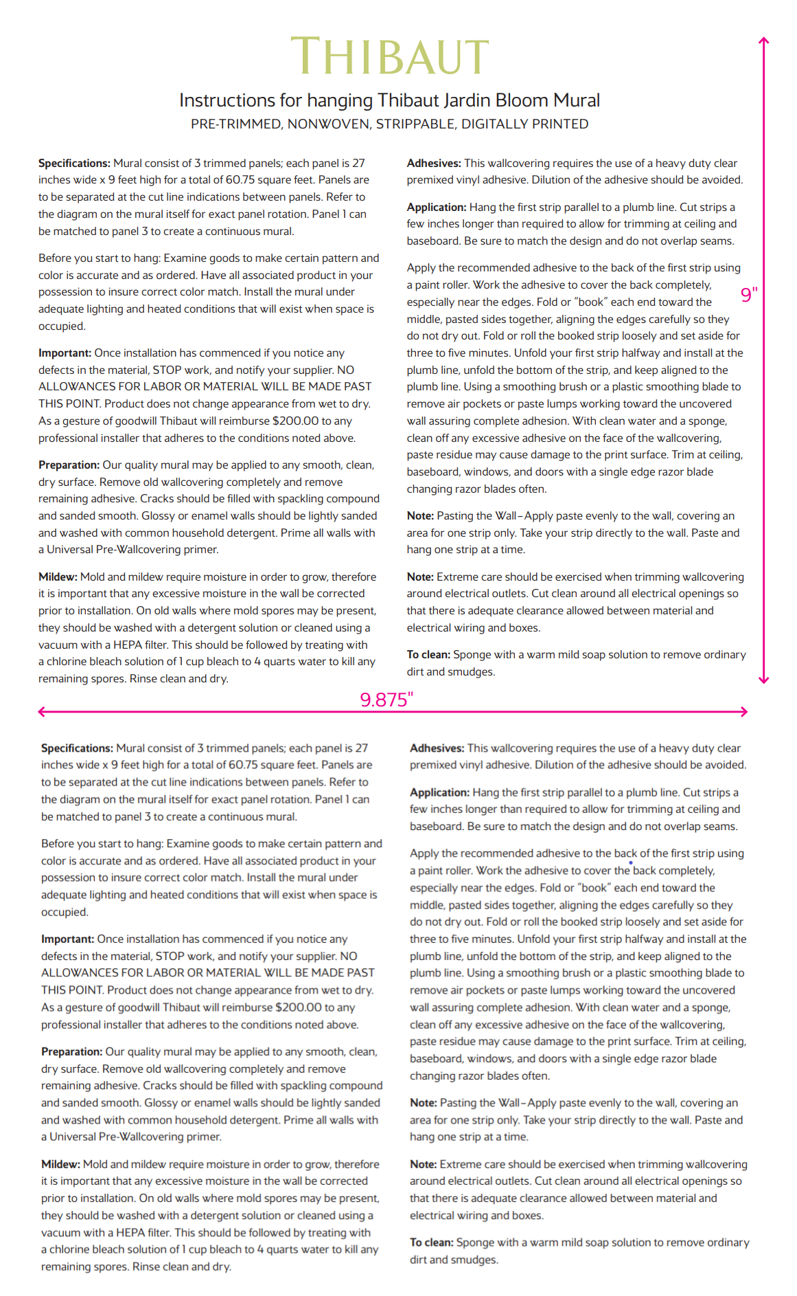 Thibaut Jardin Bloom Mural Wallpaper - Pink