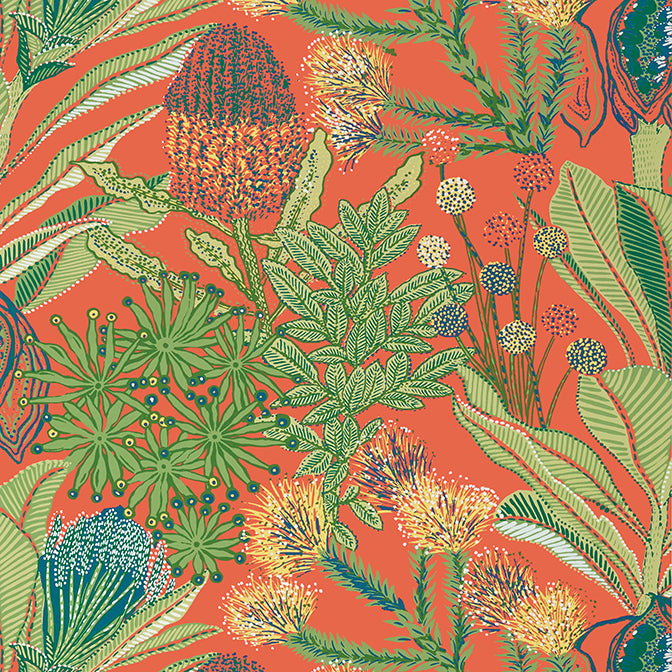 Thibaut Protea Wallpaper - Coral