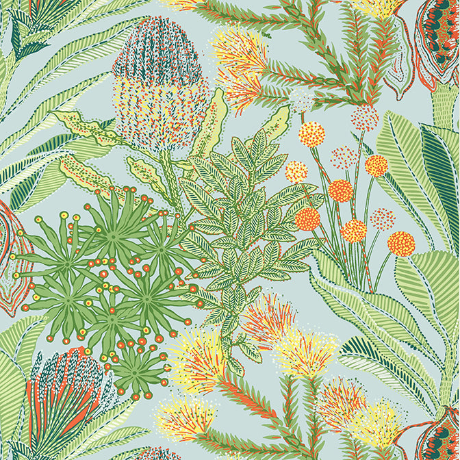 Thibaut Protea Wallpaper - Light Blue