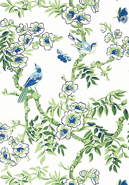 Thibaut Yukio Fabric - Blue and Green