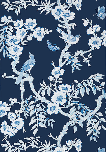 Thibaut Yukio Wallpaper - Navy and White