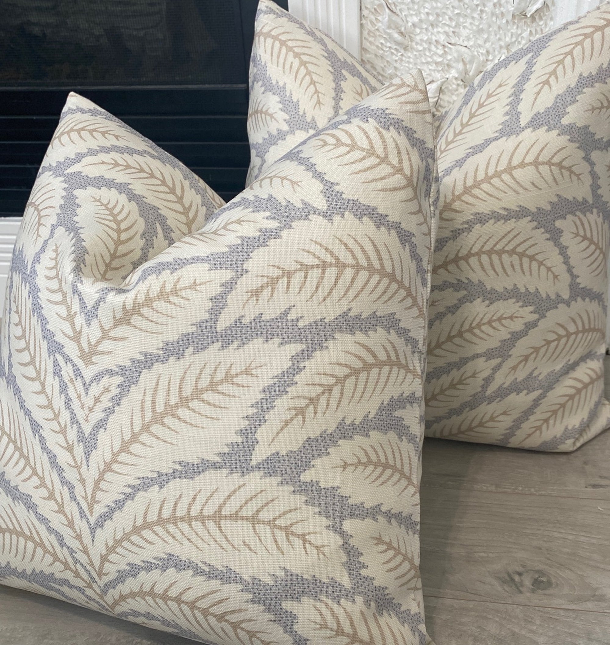 Botanical Leaf Pillow Cover - Tan And Grey