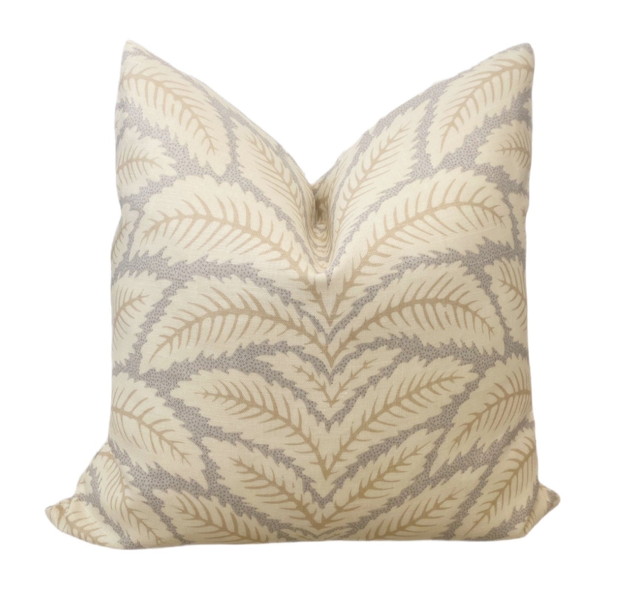 Botanical Leaf Pillow Cover - Tan And Grey