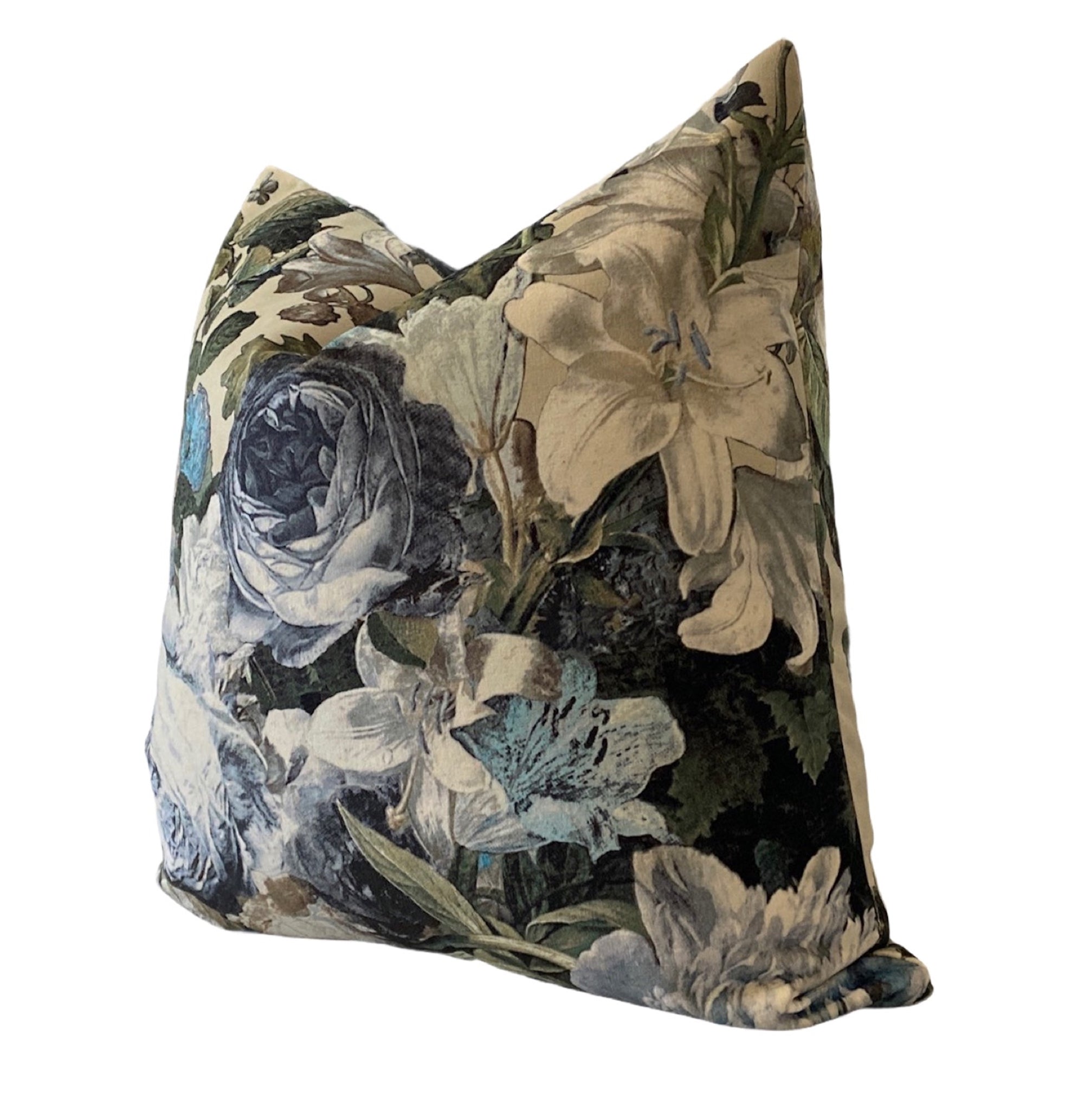 Blue & Sage Floral Pillow