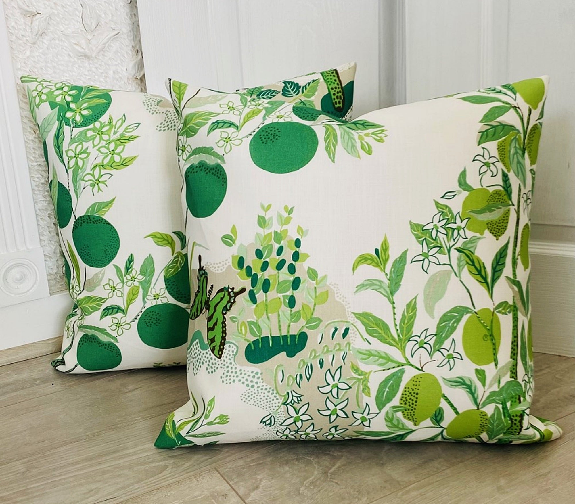 Custom Schumacher Citrus Garden Leaf Outdoor Pillow Cover