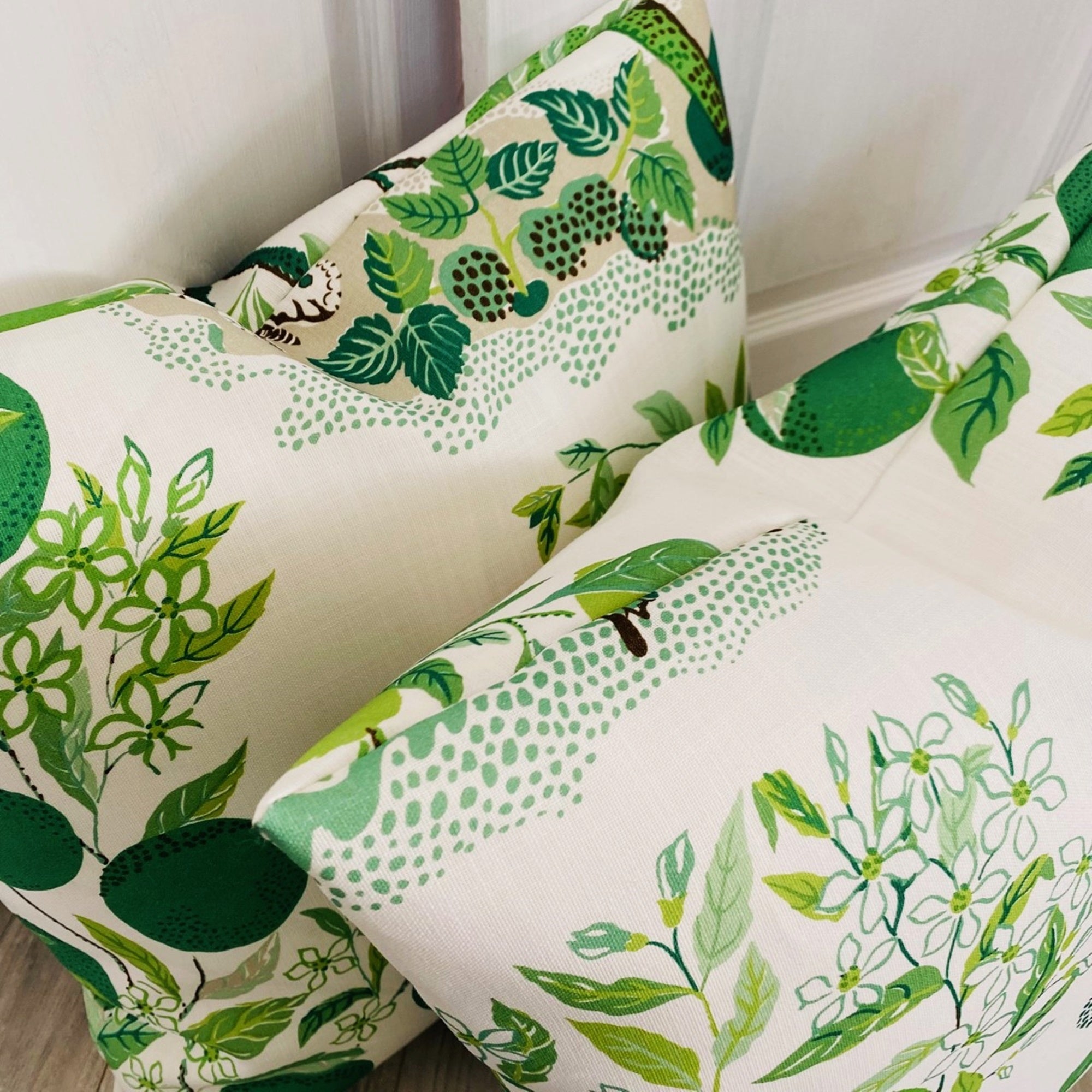 Custom Schumacher Citrus Garden Leaf Outdoor Pillow Cover