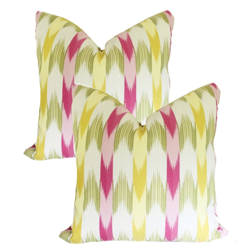 Pink & Yellow Striped Pillow Cover