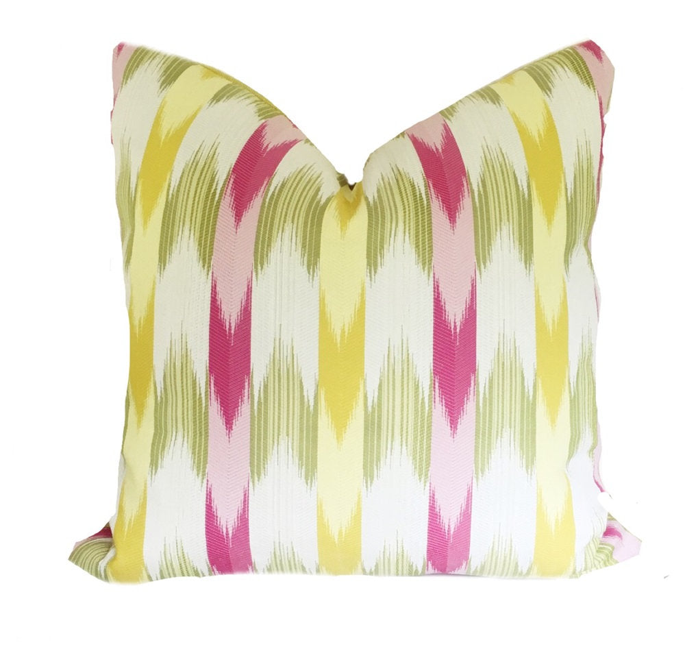 Pink & Yellow Striped Pillow Cover