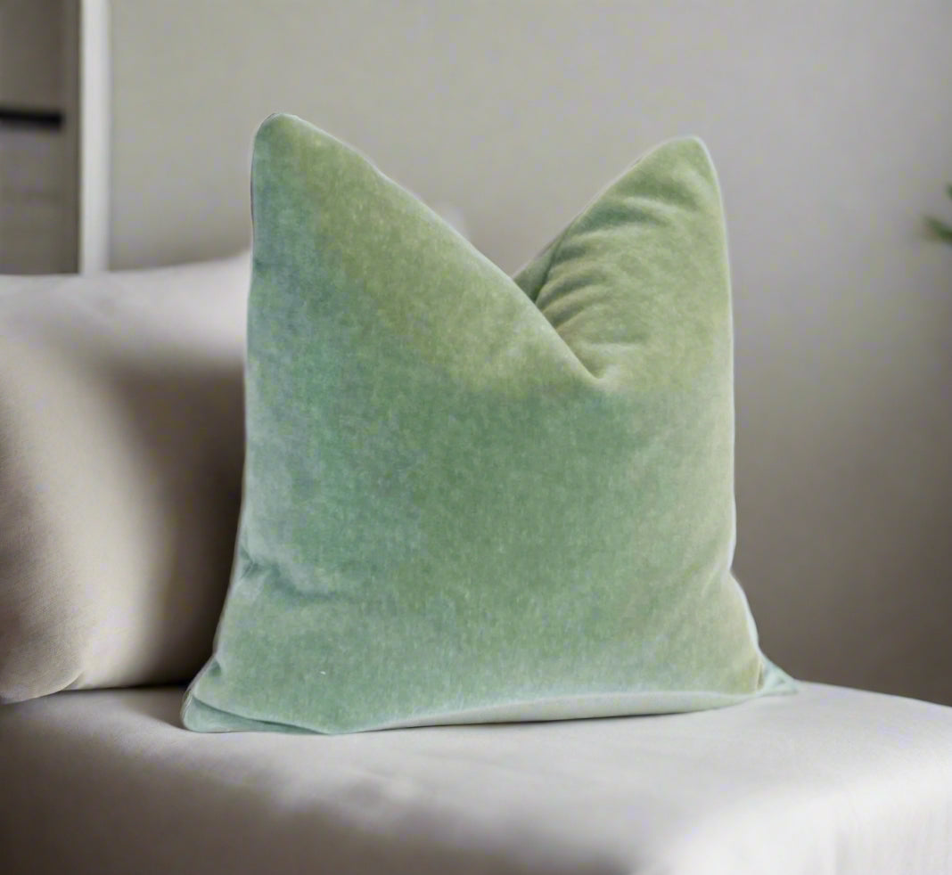 celadon mohair throw pillow