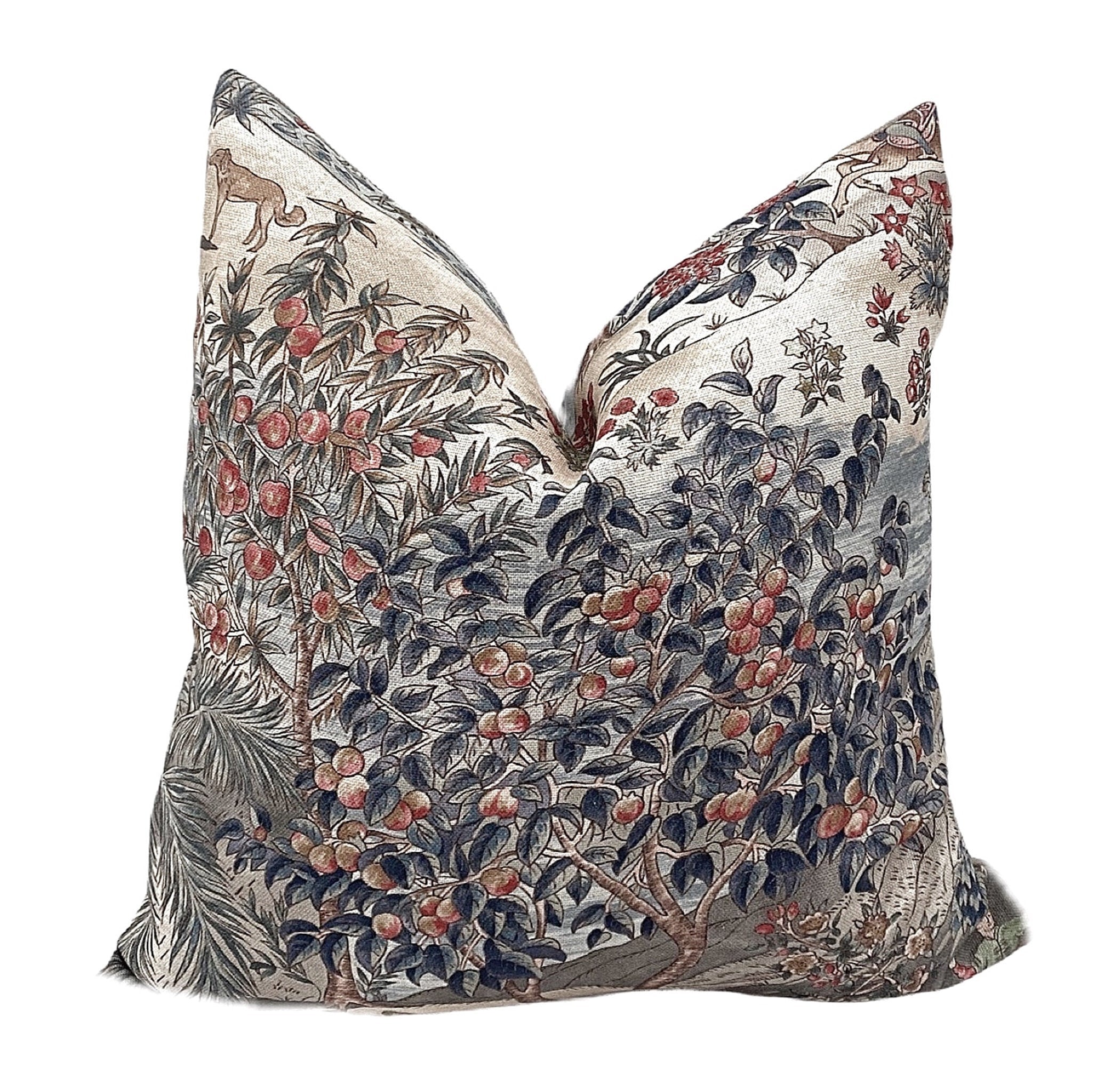 Blue Bharata Toile Pillow Cover