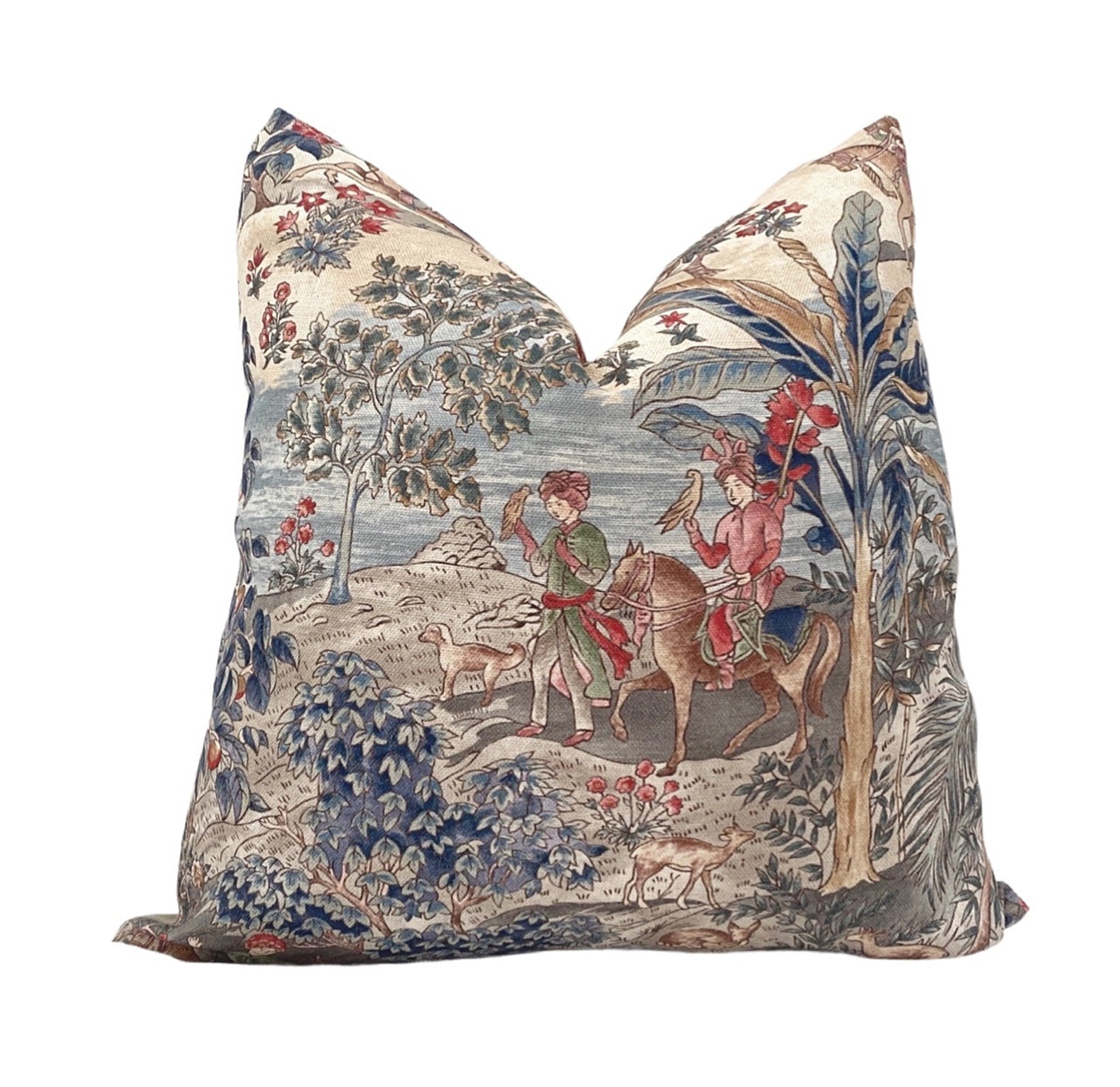 Blue Bharata Toile Pillow Cover