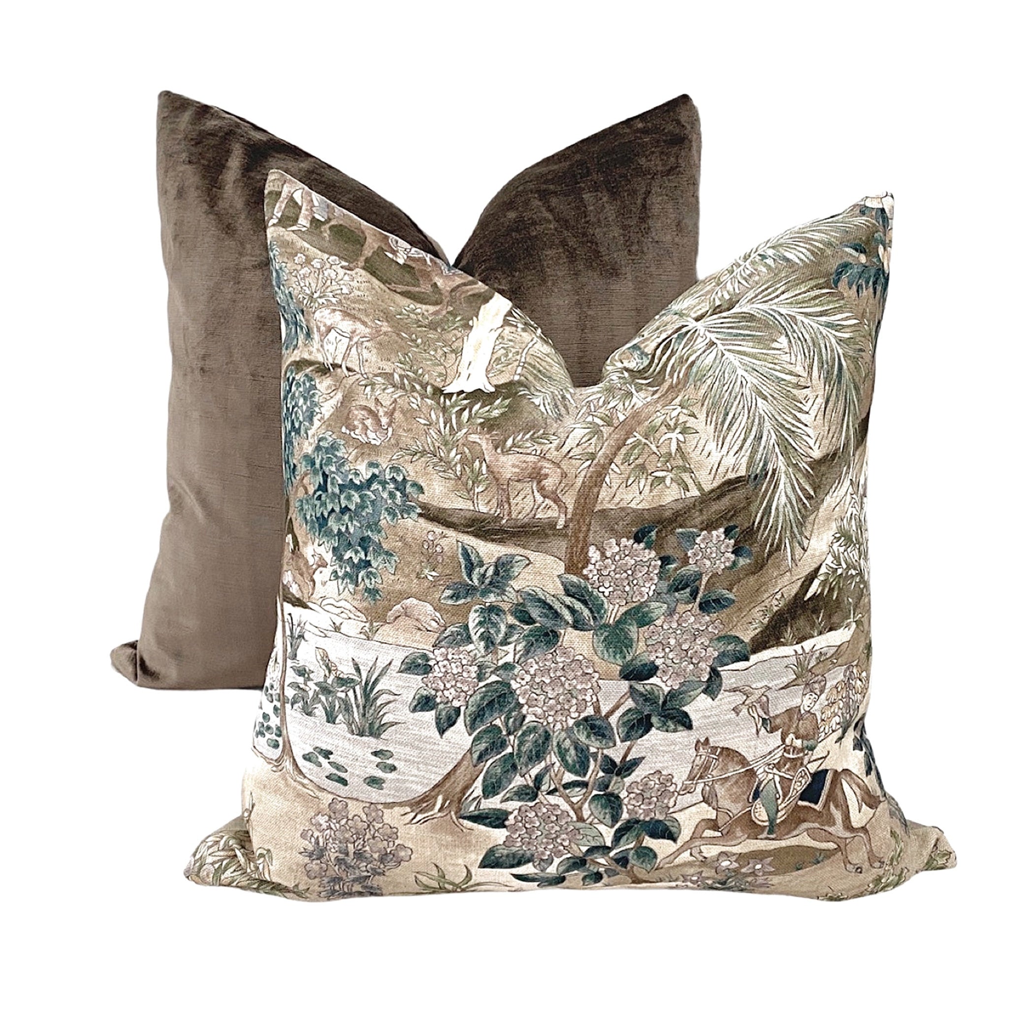 Green Bharata Toile Pillow Cover