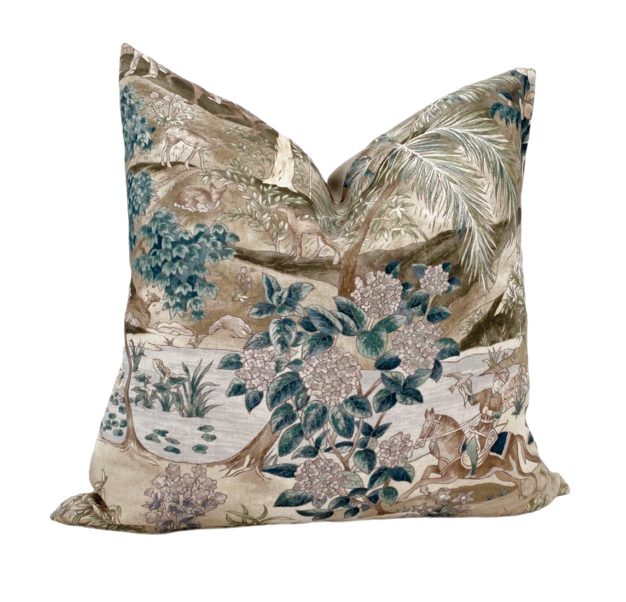 Green Bharata Toile Pillow Cover