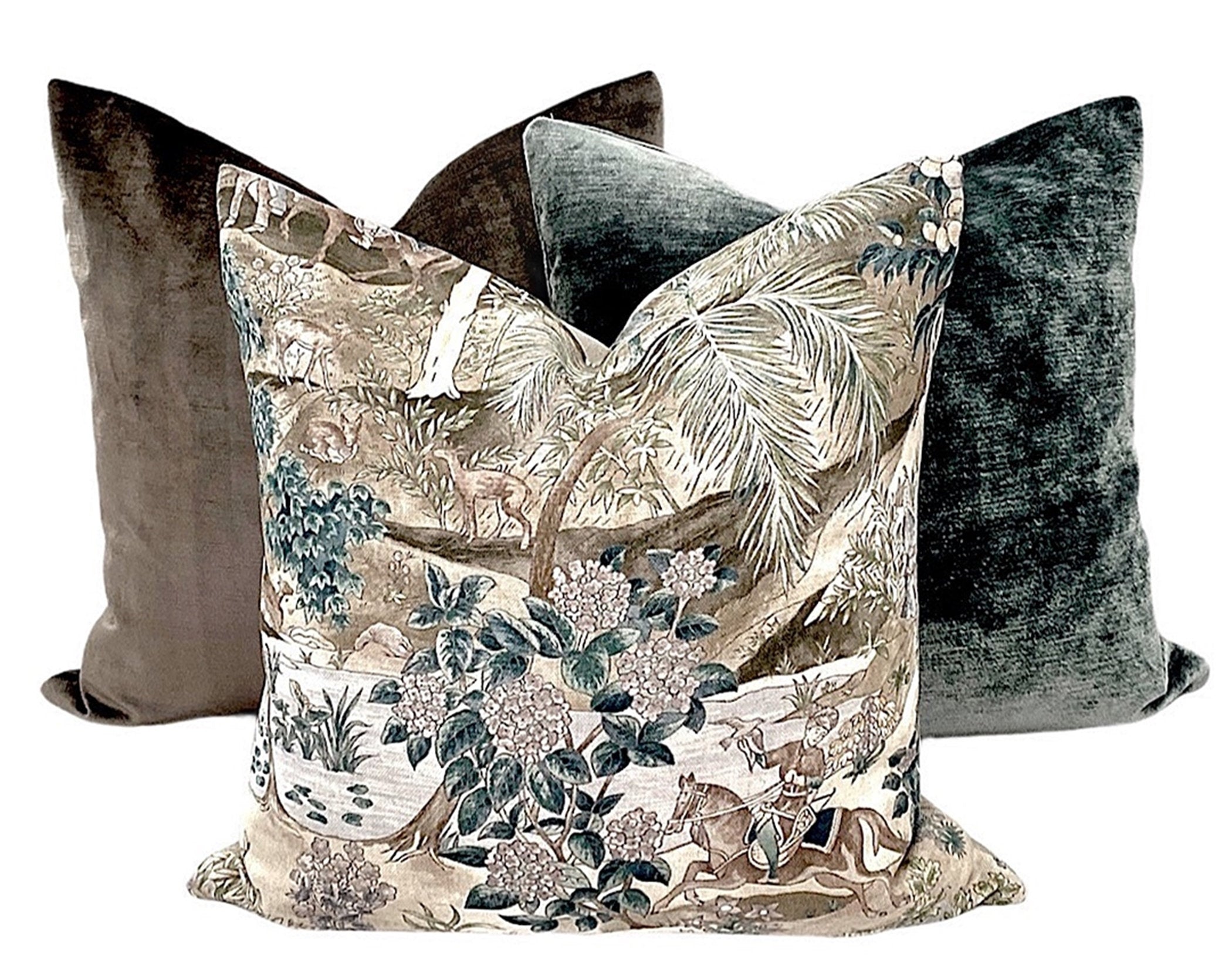 Green Bharata Toile Pillow Cover