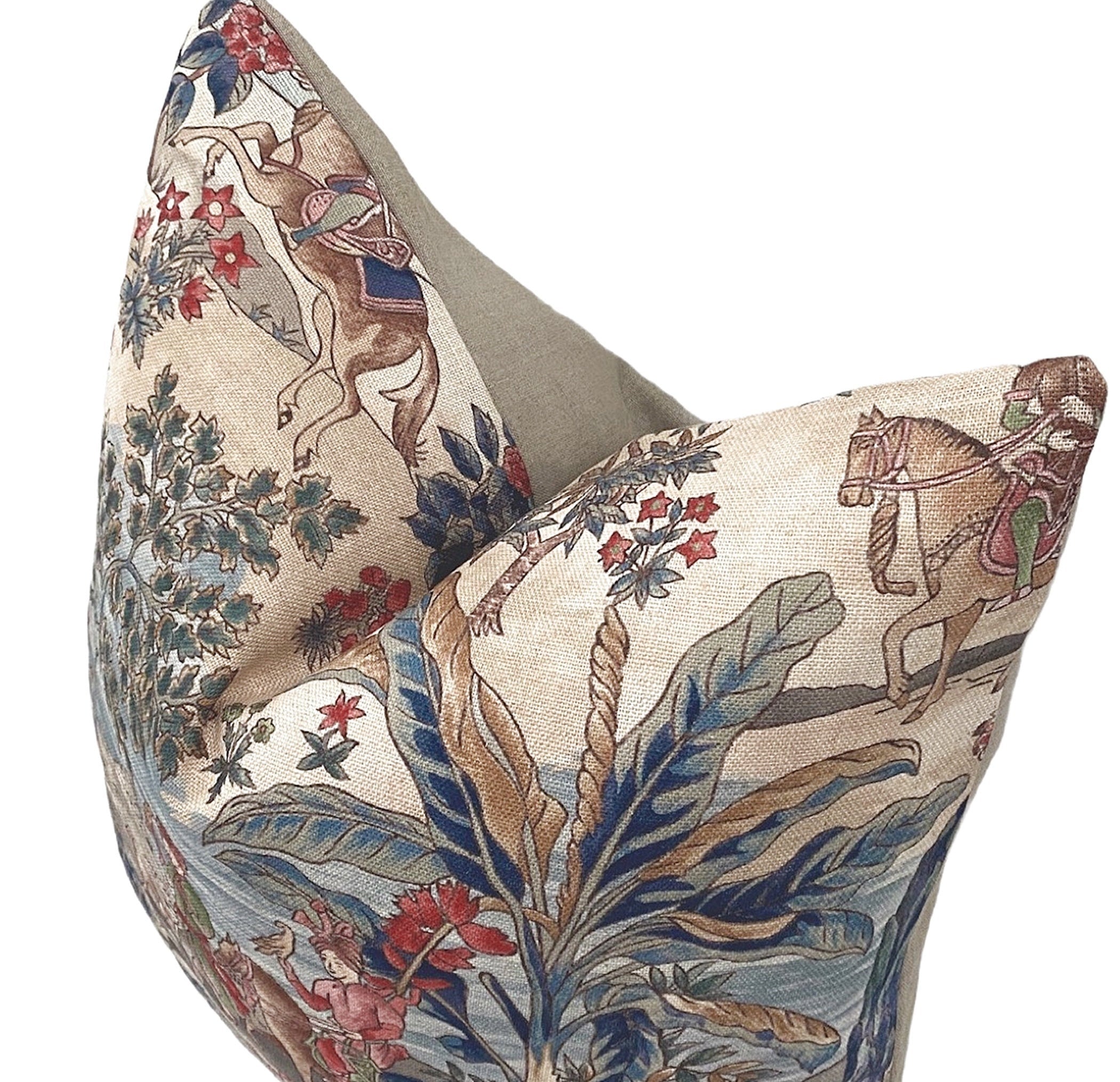 Blue Bharata Toile Pillow Cover