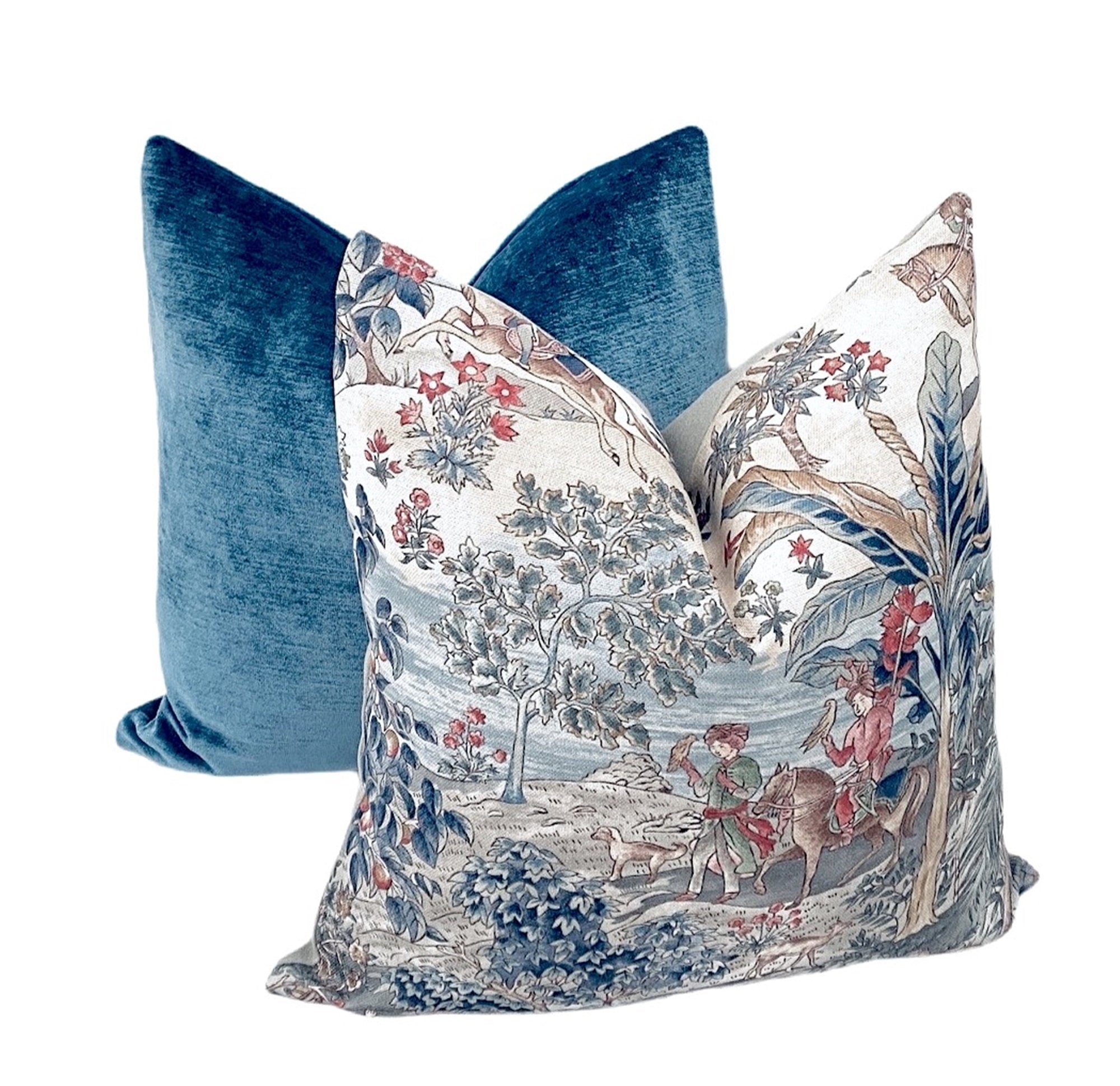 Blue Bharata Toile Pillow Cover
