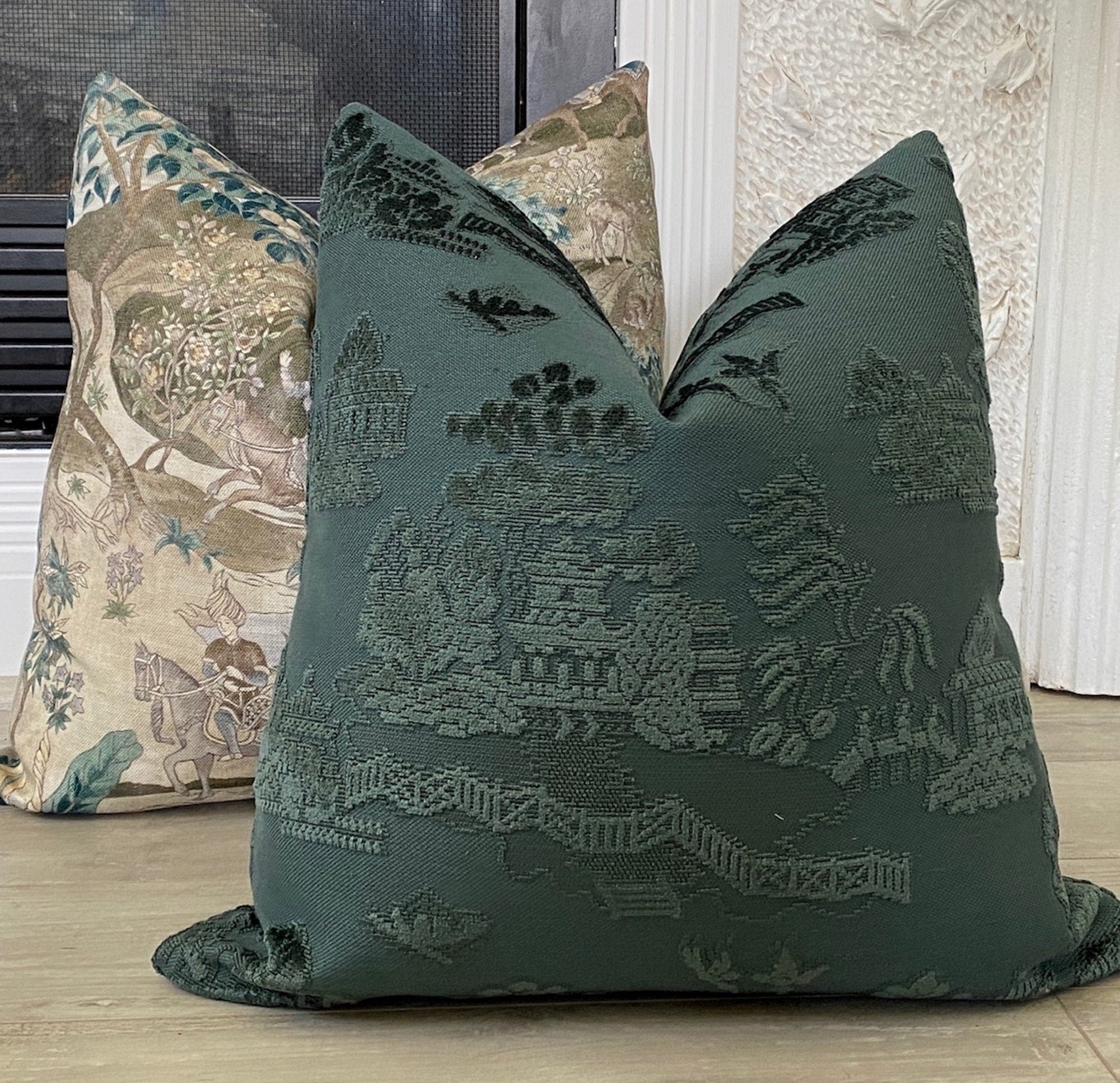 Dark Teal Pagoda Pillow Cover