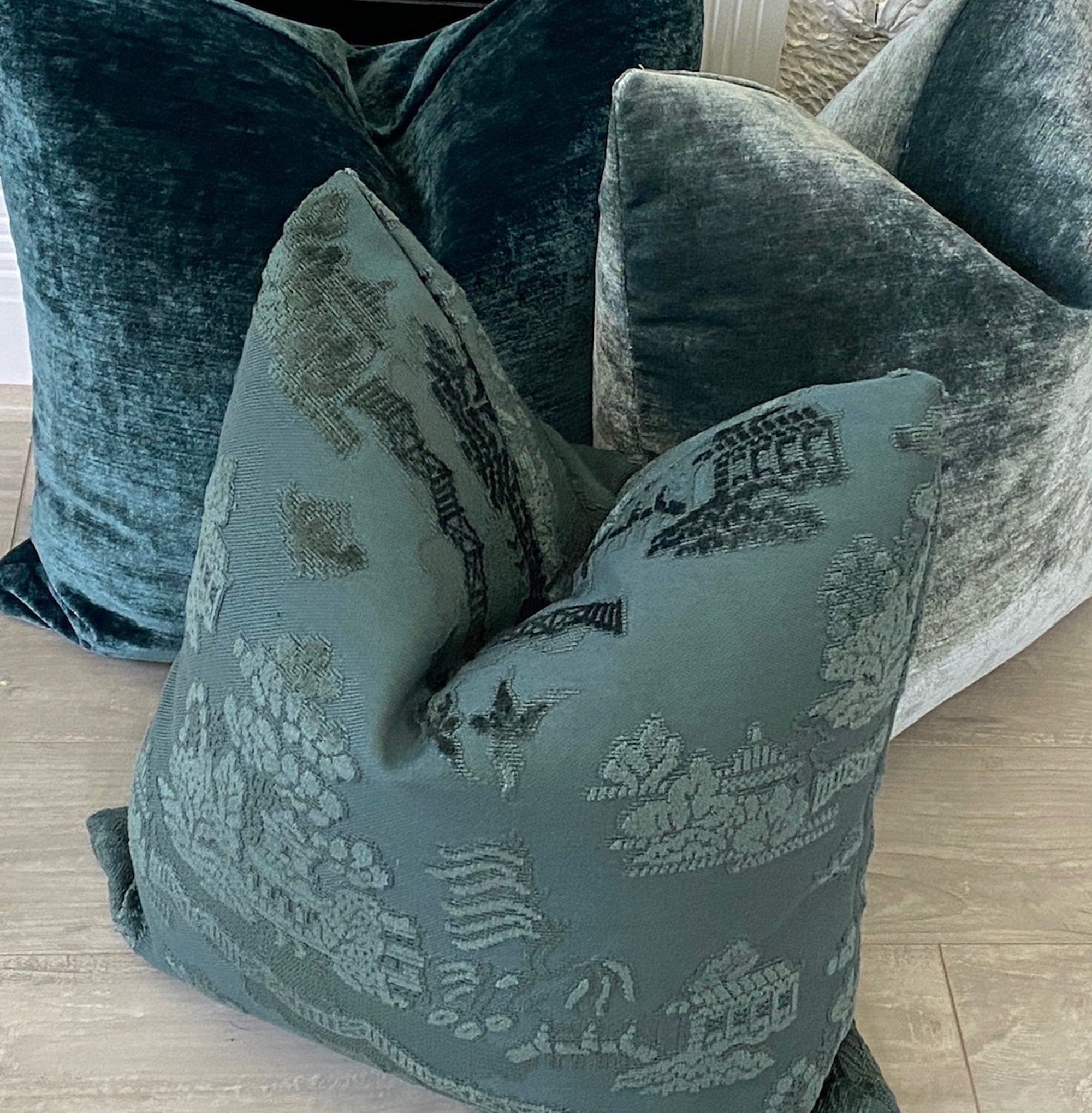 Dark Teal Pagoda Pillow Cover