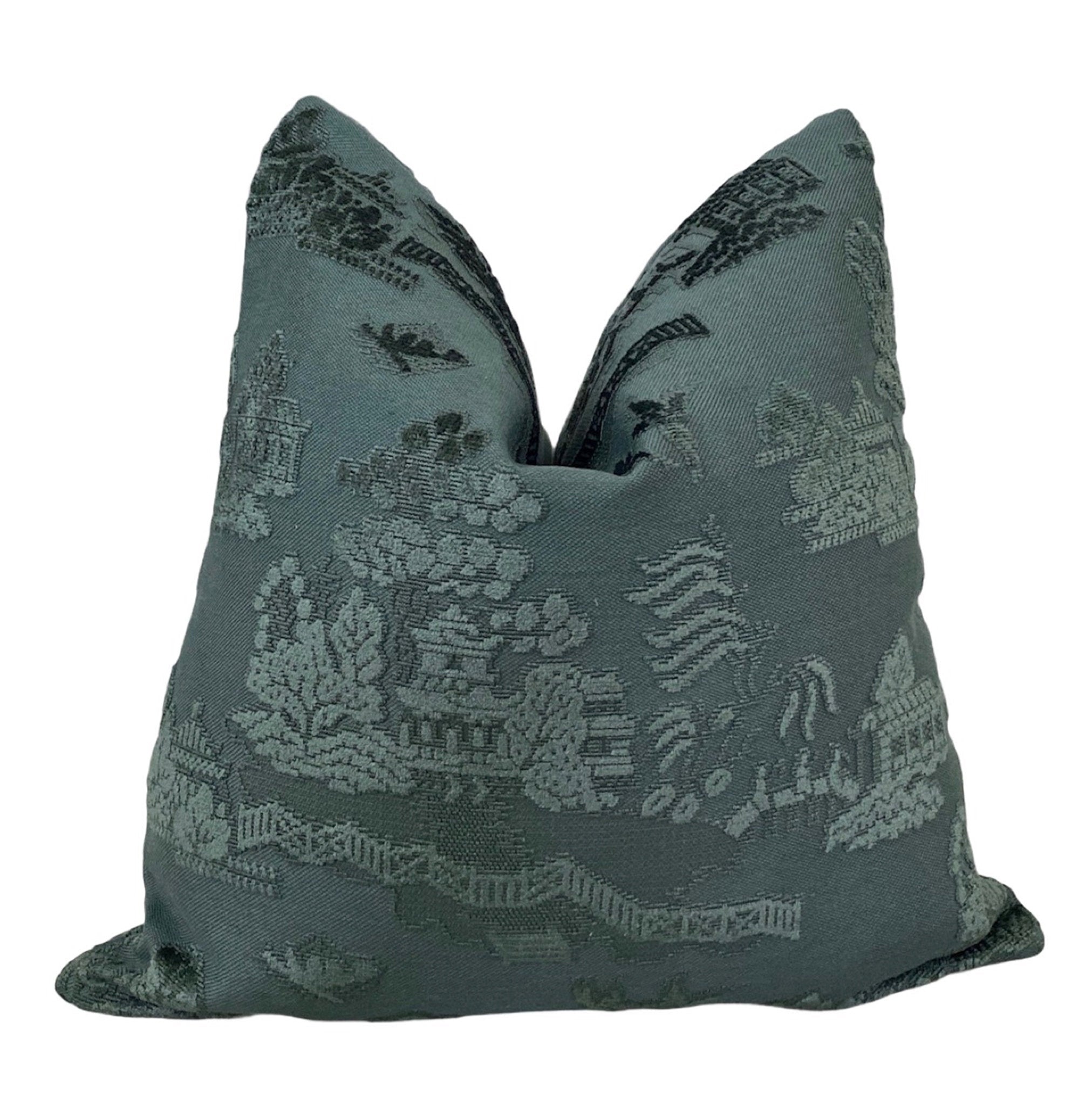 Dark Teal Pagoda Pillow Cover