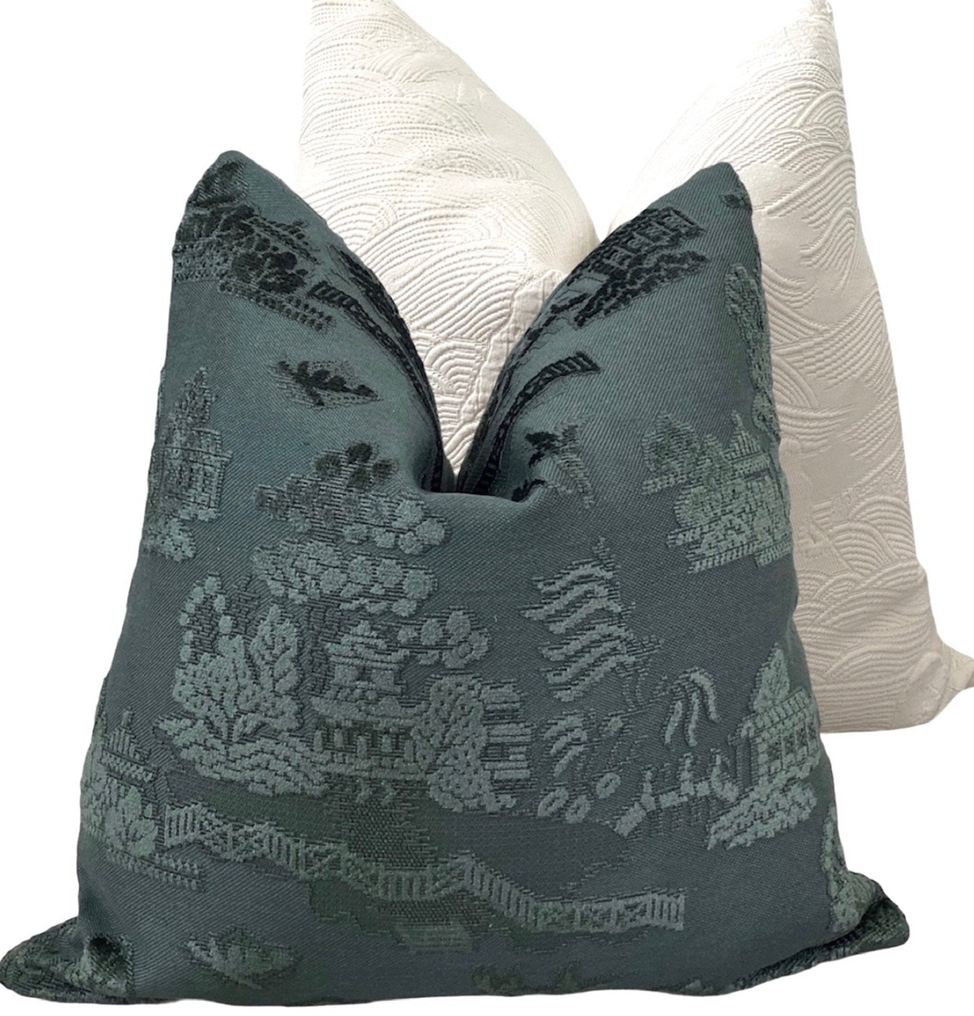 Dark Teal Pagoda Pillow Cover