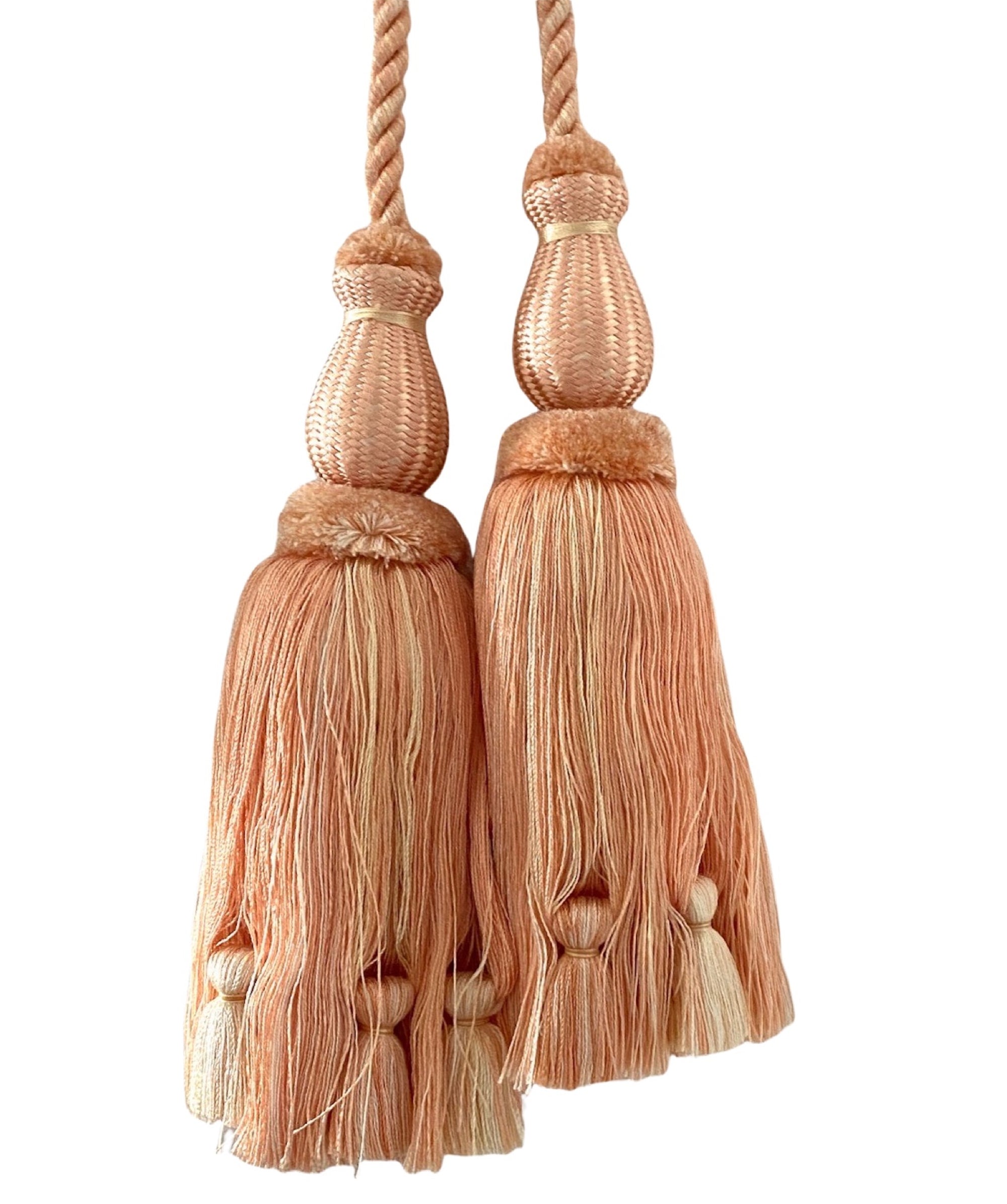 Pair Designer Double Tassel Tieback - Peach