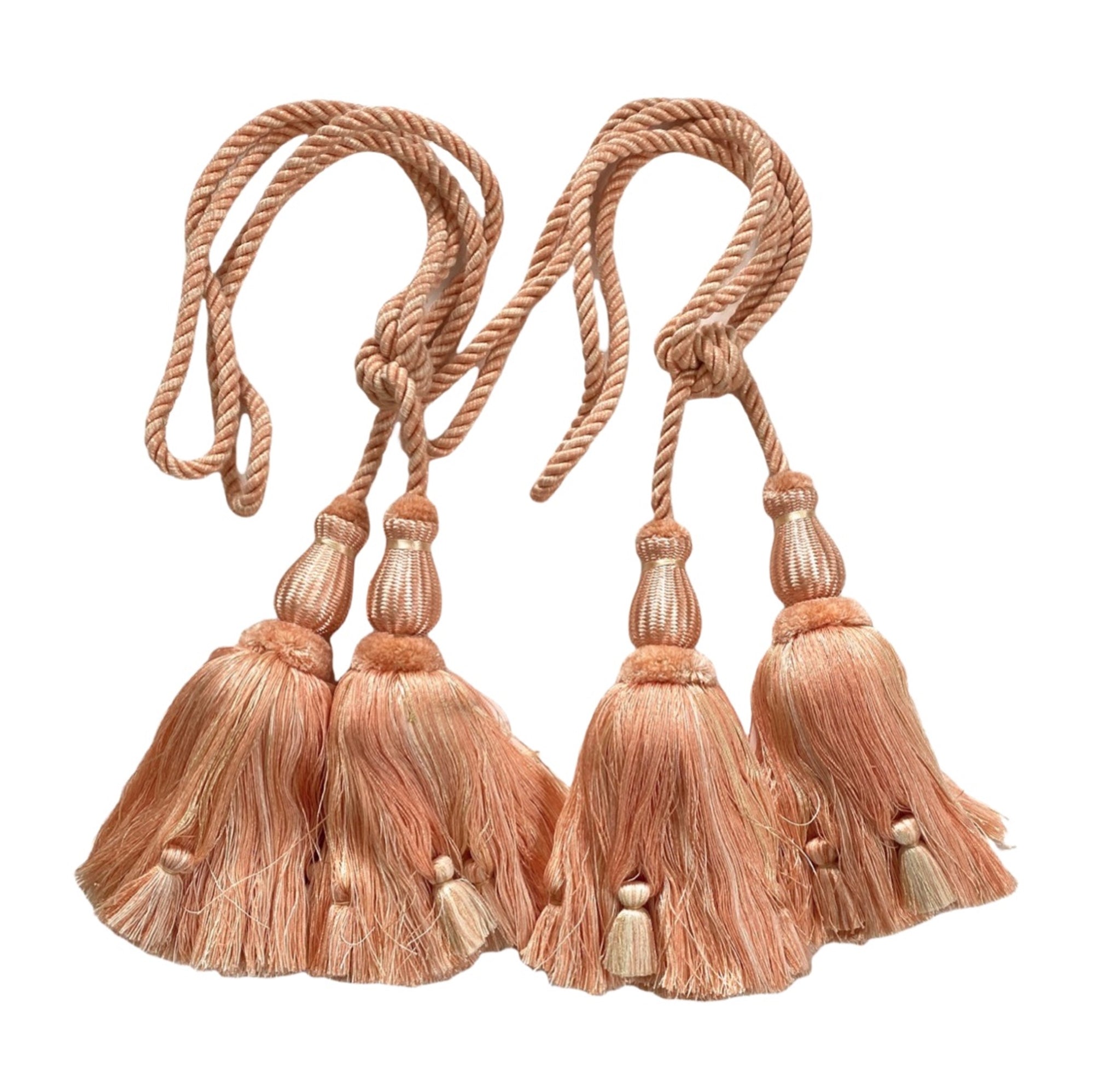Pair Designer Double Tassel Tieback - Peach