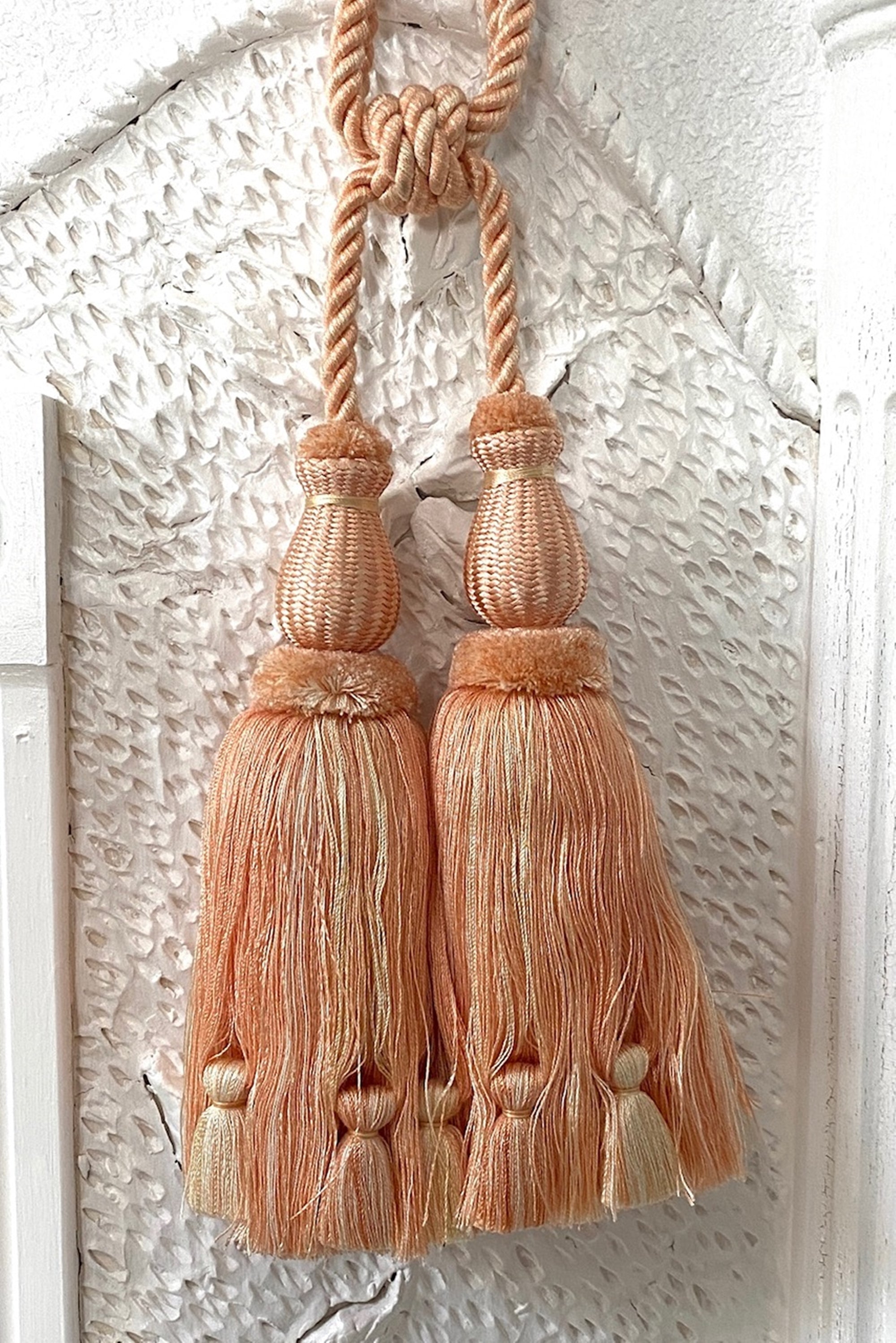 Pair Designer Double Tassel Tieback - Peach