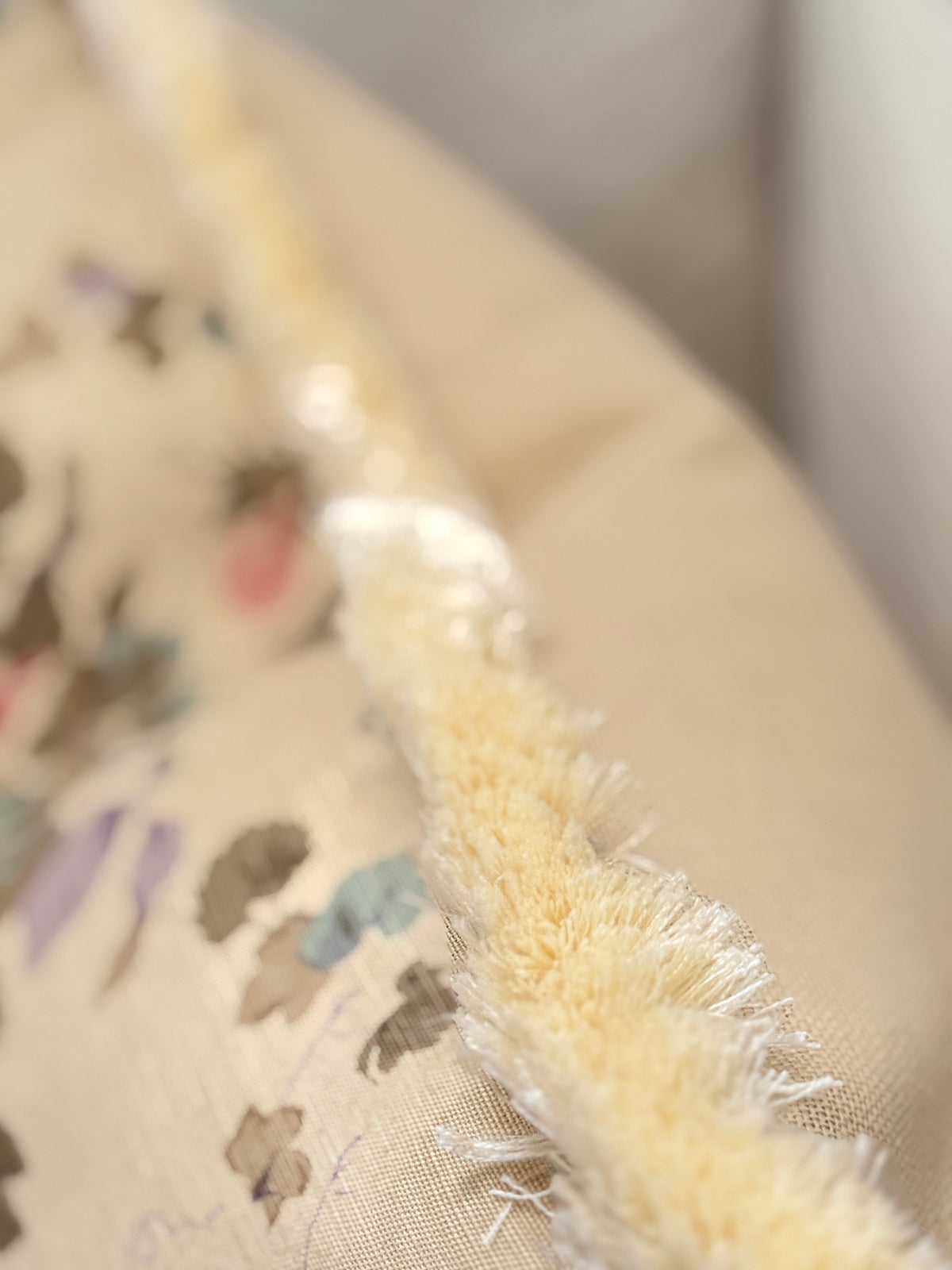 Limited Edition Bennison Roses Pillow with Brush Fringe