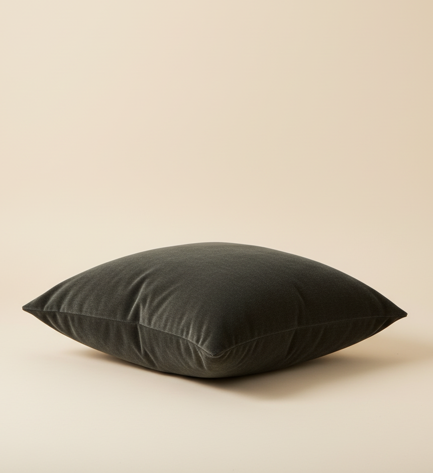 Charcoal Mohair Pillow Cover
