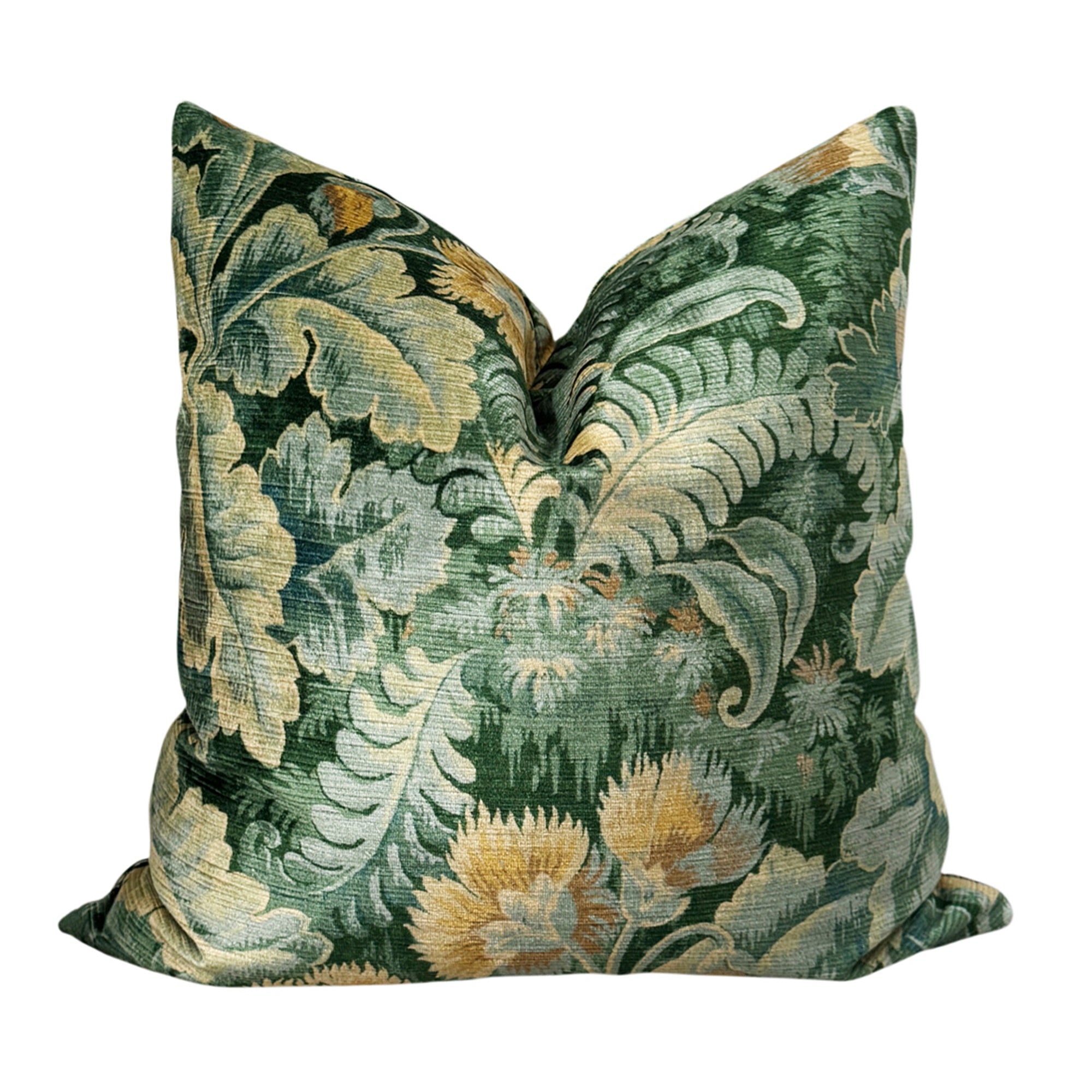 Chelsea Velvet Pillow Cover - Emerald And Saffron