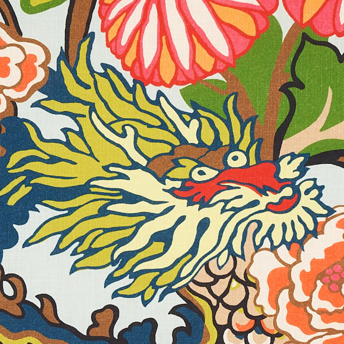 Schumacher Chiang Mai Dragon Indoor/Outdoor Fabric - Aquamarine