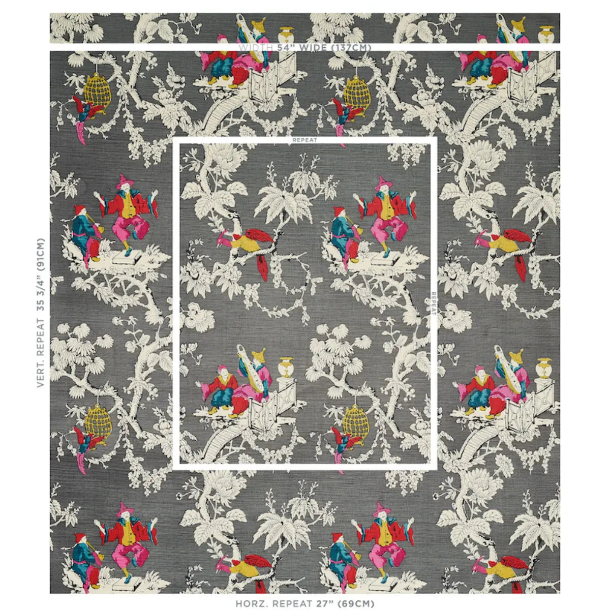 Schumacher Chinoisierie Moderne Fabric - Graphite