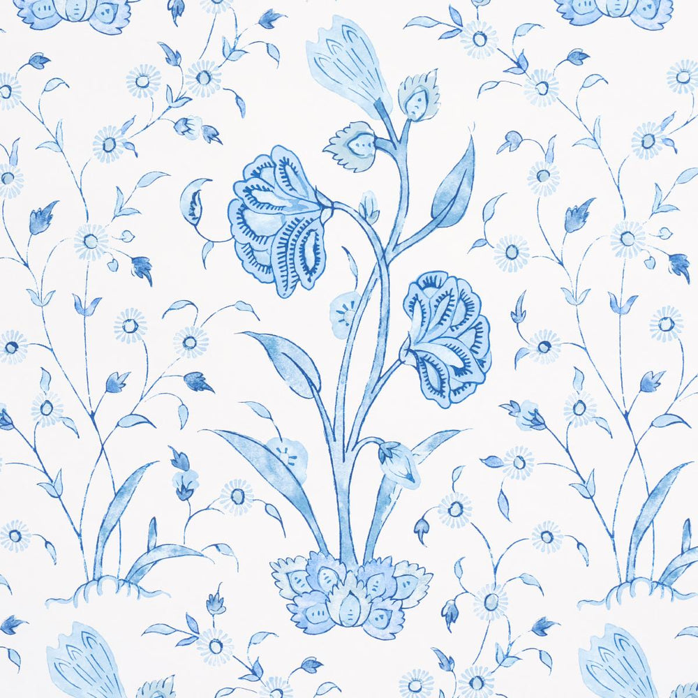Schumacher Khilana Floral Wallpaper - Porcelain
