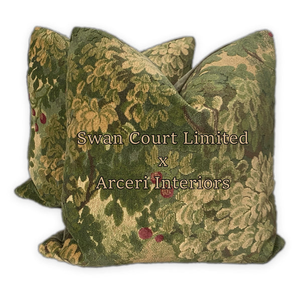 Marly & Mohair Luxury Verdure Velvet Pillow Cover - Forest Greens