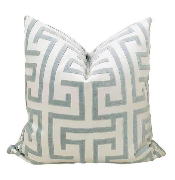 Botanical Thibaut Willow Tree Soft Blue Throw Pillow Cover