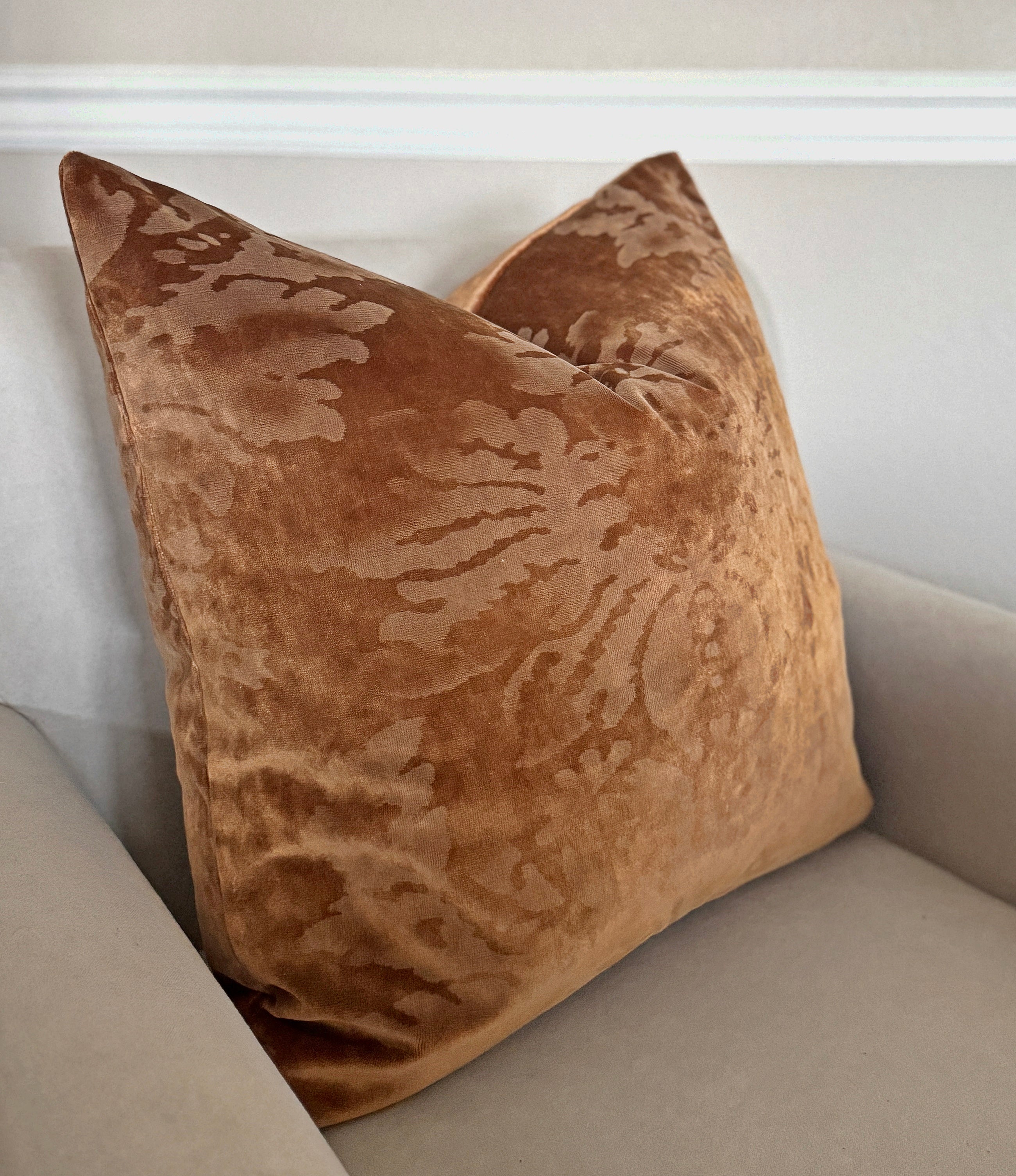 Venezia Italian Velvet Pillow Cover - Rame (Copper)