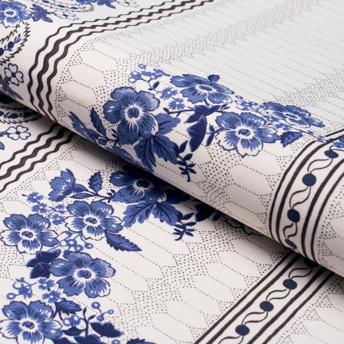 Schumacher Serena Garland Fabric - Blue